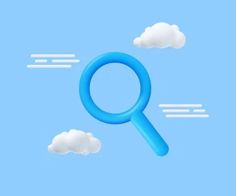 3d rendering search icon with cloud Stock Illustration