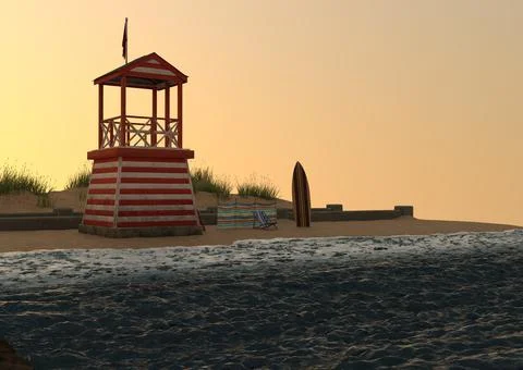 3D Rendering Seaside Signpost Illustrazione stock