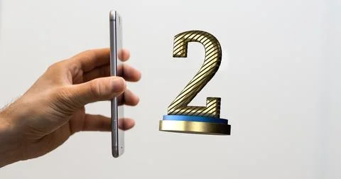 3D rendering of the second place prize trophy isolated on a gray background 写真素材