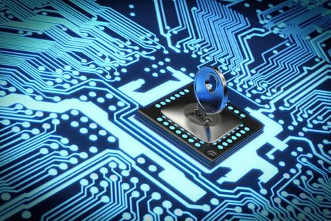 3D rendering of a  secure electronic circuit Stock Illustration