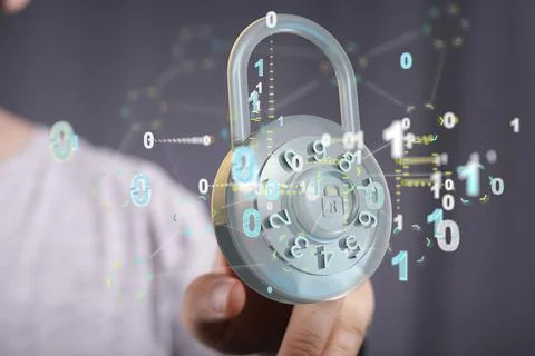 A 3d rendering of the Security Shield concept, data protection. Shield with d Stock Photos