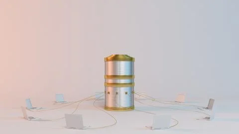 3d rendering of a server network concept on white Stock Illustration