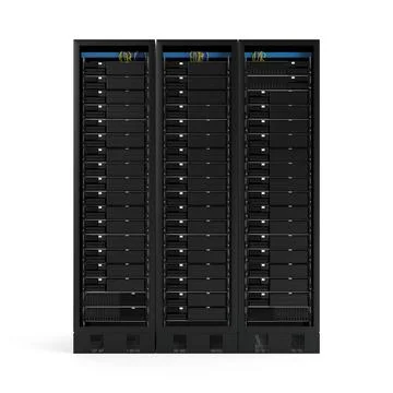 3D rendering of a server rack isolated on a white background. Stock Illustration