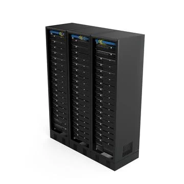 3D rendering of a server rack isolated on a white background. Stock Illustration