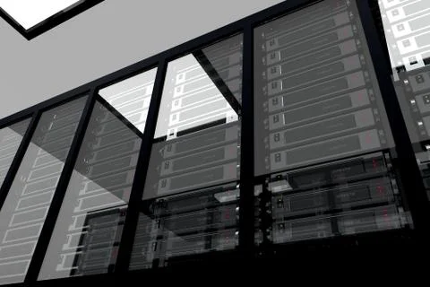 3D rendering of a server room Stockillustratie