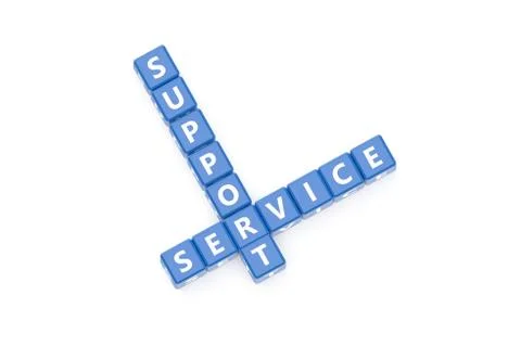 3D Rendering Service and Support Text on Blue Square Boxes Stockillustratie