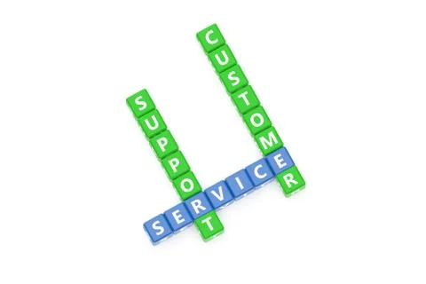 3D Rendering Service, Support and Customer Text on Square Boxes 스톡 일러스트