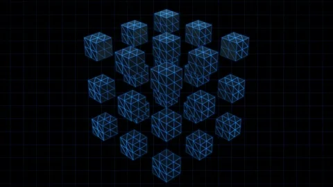 3D rendering of a set of cubes located in space, Stock Footage 268577895