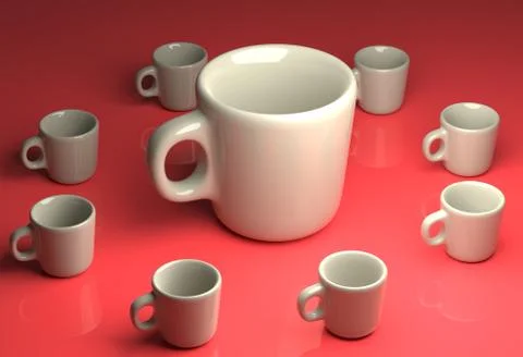 3d rendering for set of cups. Stock Illustration