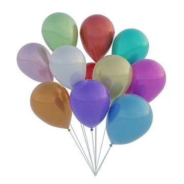 3D rendering. A set of flying colorful balloons for parties and celebrations Stock-Illustration