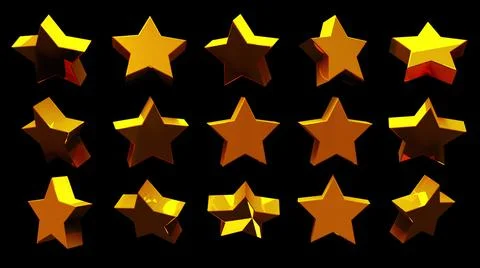 3d rendering of set of golden isometric stars. Computer generated isometric Stock-Illustration