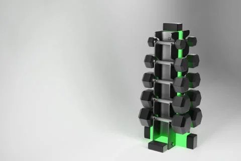 3D rendering. Set of isolated dumbbells for sport on a white background folded Stock Photos