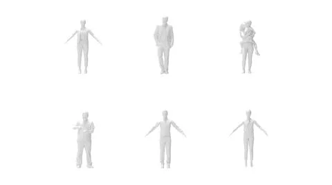 3D rendering of a set of people isolated on a white background Stock Illustration
