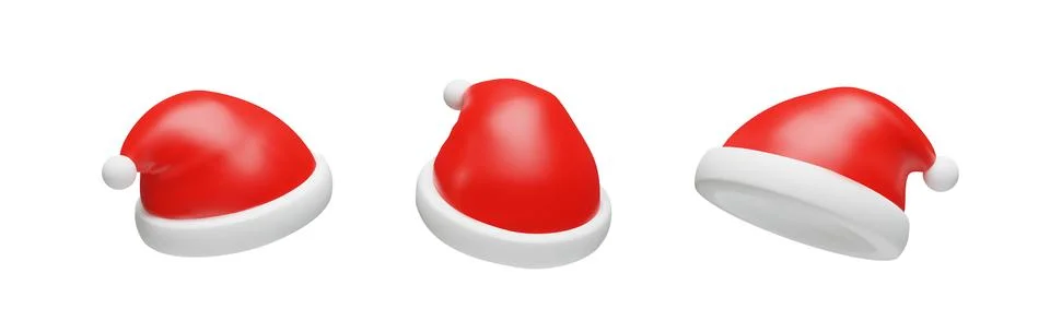 3d rendering set of Santa Claus hat Stock Illustration