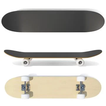 3d rendering set of skateboard emblems, labels, badges and design elements Stock Illustration