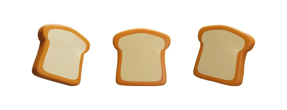 3d rendering set slice of bread Stock Illustration