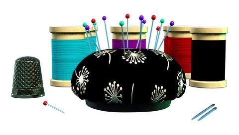 3D Rendering Sewing Set on White Stock Illustration