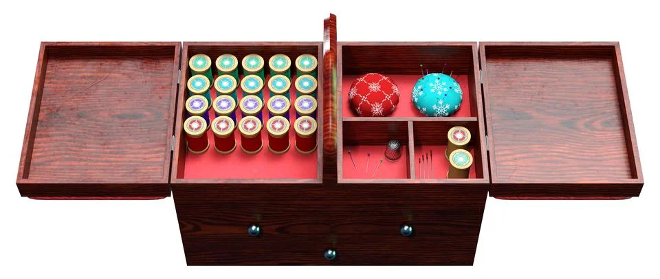 3D Rendering Sewing Set on White Stock Illustration