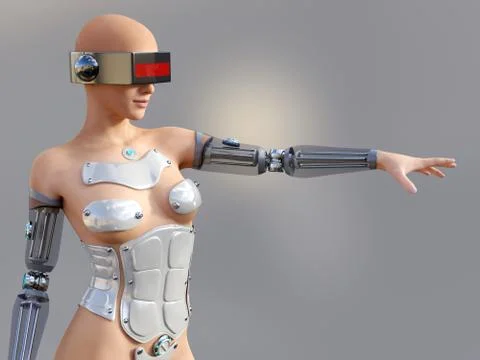 3D rendering of a sexy female android robot. Stock Illustration