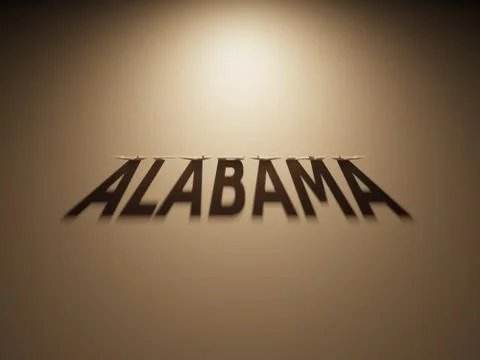 3D Rendering of a Shadow Text that reads Alabama Stock Illustration