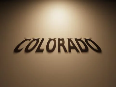 A 3D Rendering of the Shadow of an upside down text that reads Colorado. Stock Illustration