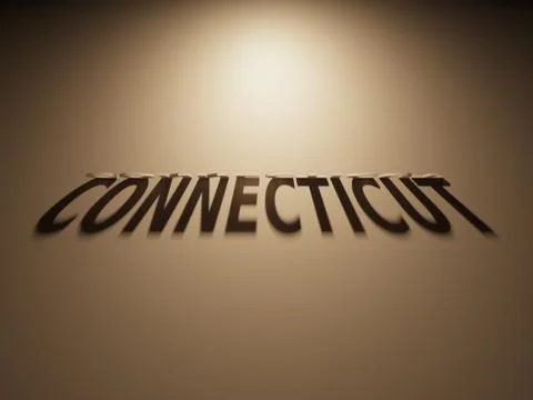 A 3D Rendering of the Shadow of an upside down text that reads Connecticut Illustration