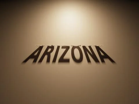 A 3D Rendering of the Shadow of an upside down text that reads Arizona Stock Illustration