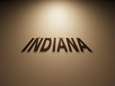 A 3D Rendering of the Shadow of an upside down text that reads Indiana. Stock Illustration