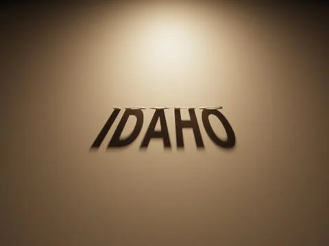 A 3D Rendering of the Shadow of an upside down text that reads Idaho. Stock Illustration