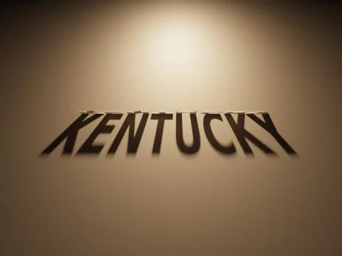 A 3D Rendering of the Shadow of an upside down text that reads Kentucky. Stock Illustration
