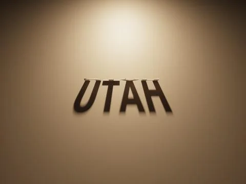 A 3D Rendering of the Shadow of an upside down text that reads Utah. Stock Illustration