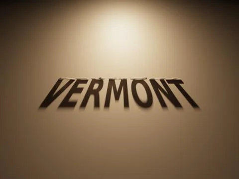 A 3D Rendering of the Shadow of an upside down text that reads Vermont. Stock Illustration