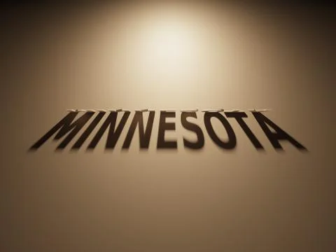 A 3D Rendering of the Shadow of an upside down text that reads Minnesota. Stock Illustration