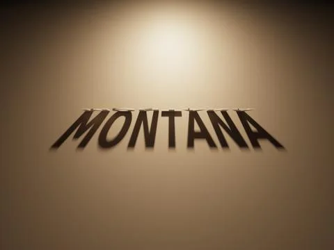 A 3D Rendering of the Shadow of an upside down text that reads Montana. Stock Illustration