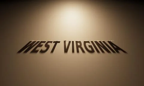 A 3D Rendering of the Shadow of an upside down text that reads West Virginia. Stock Illustration