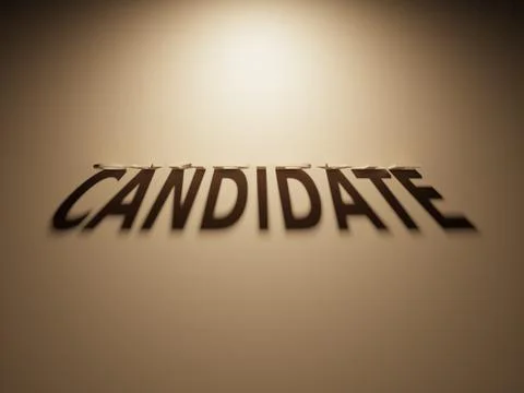 A 3D Rendering of the Shadow of an upside down text that reads Candidate. Stock Illustration
