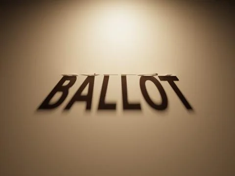 A 3D Rendering of the Shadow of an upside down text that reads Ballot Stock Illustration