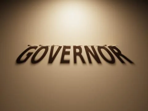 A 3D Rendering of the Shadow of an upside down text that reads Governor. Illustration