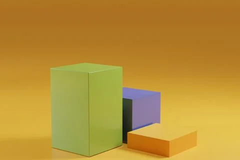 3d rendering shape for products display presentation. Colored cube pedestal Illustrazione stock
