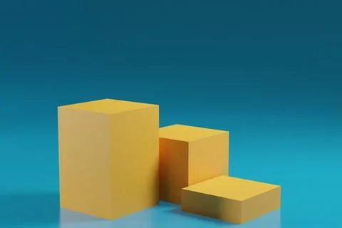 3d rendering shapeproducts display presentation. Colored cube pedestal podium on Stock Illustration