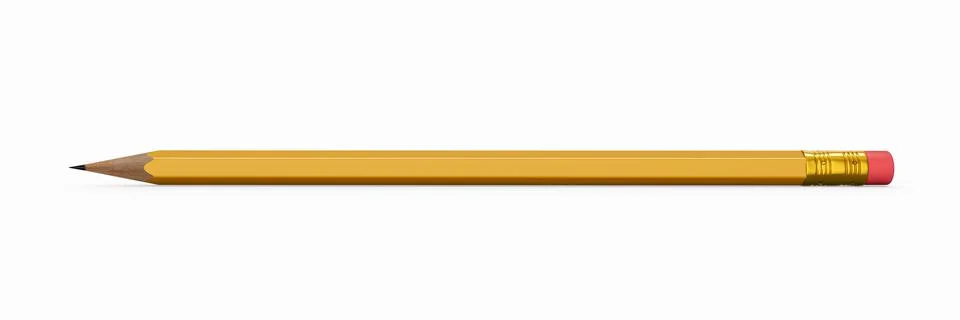 3D rendering of a sharp yellow graphite pencil on white background Illustrazione stock