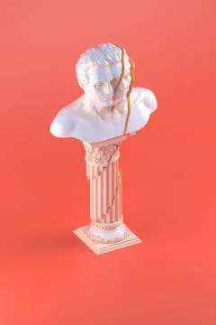 3d rendering of shattered bust statue Stock-Illustration