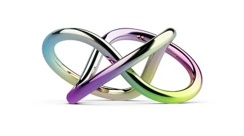 3D rendering of a shiny chrome infinity sign isolated on white background. 스톡 일러스트