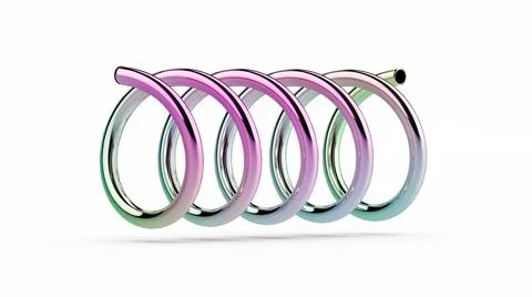 3D rendering of a shiny chrome spiral isolated on white background. 스톡 일러스트