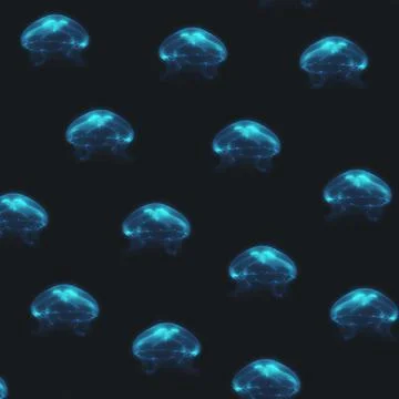 3d rendering of a shiny jellyfish pattern on the black background Stock Illustration