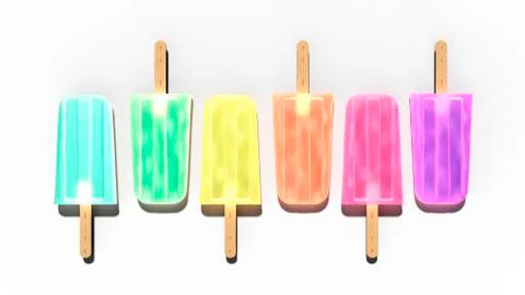 3D Rendering of Shiny Multi Color Popsicles. Stock Illustration