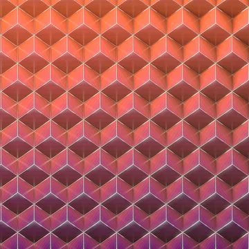 3d rendering of shiny pink colored cubes with a striped geometric pattern Stock Illustration