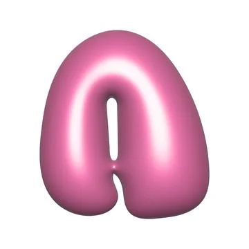 A 3D rendering of a shiny, pink, stylized letter "a". The letter has a smooth, g Stock Illustration