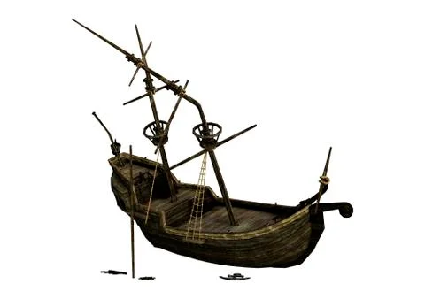 3D Rendering Ship Wreck on White Stock Illustration