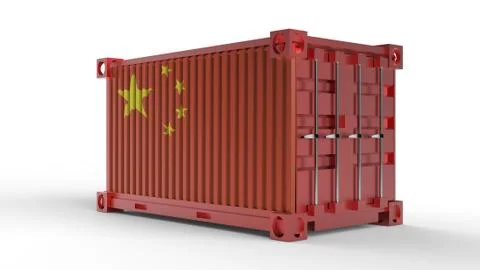 3d rendering of a shipping cargo container with China flag 스톡 일러스트